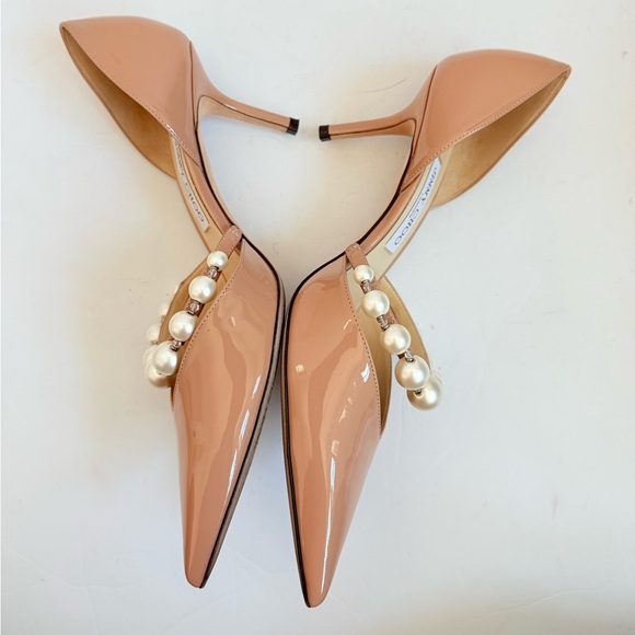 Jimmy Choo Ballet Pink Patent Leather Pumps with Pearl Embellishment 65mm EU 40 - Picture 6 of 13